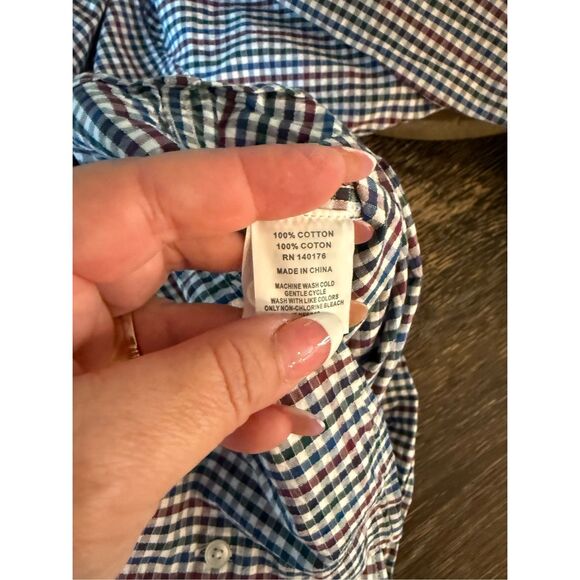Singer + Sargent Red Blue Green Gingham Textured Button Down Shirt sz XL EUC - Picture 8 of 8